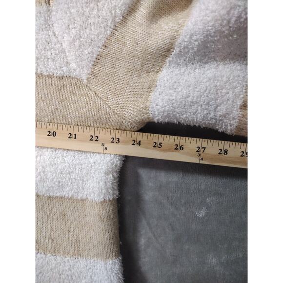 Beige White Striped Woman’s XL Parisian French Cozy Sweater Lauren Lane Sonoma - Picture 9 of 10